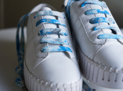 Blue, White and Silver Kinda Fat Shoelaces