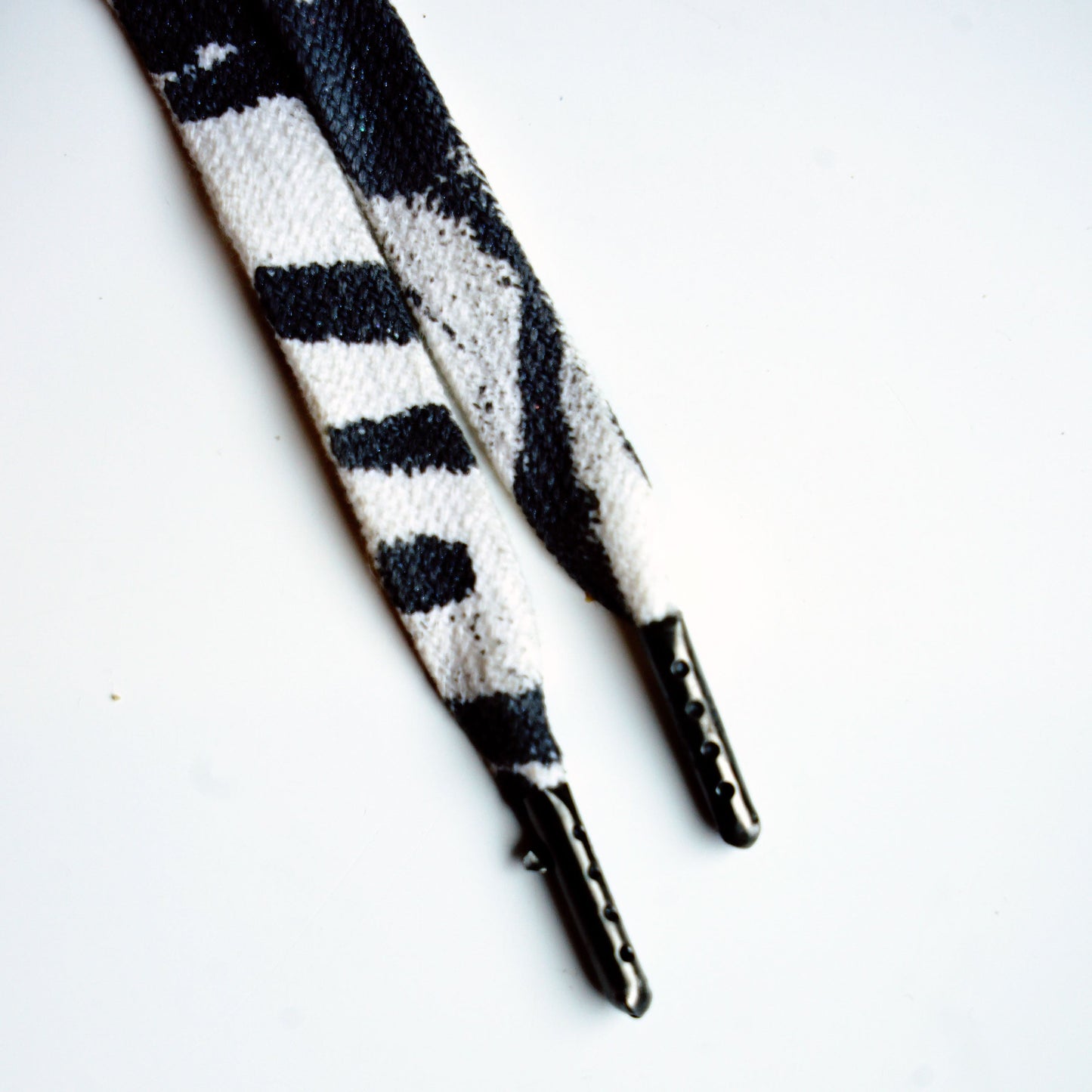 Super Fat Funky Black, White and Gray Zebra Striped Shoelaces