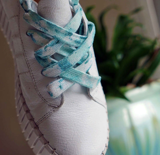 Super Fat Sea Foam and Blue Shoelaces